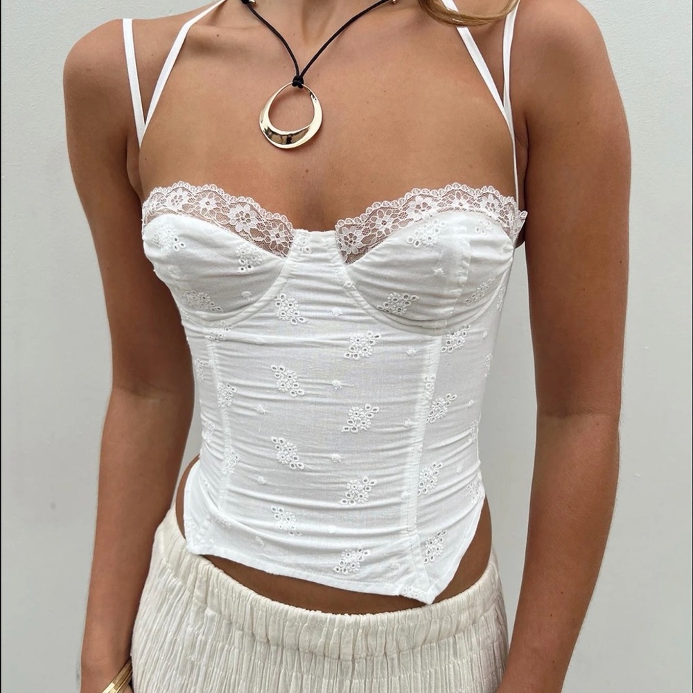 Princess Polly White Lace corset Top